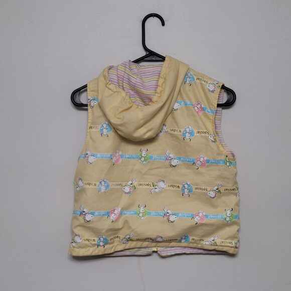 Vintage Snoopy Kids Hooded Reversible Vest Yellow 7/8 Full Zip RARE - Picture 5 of 9